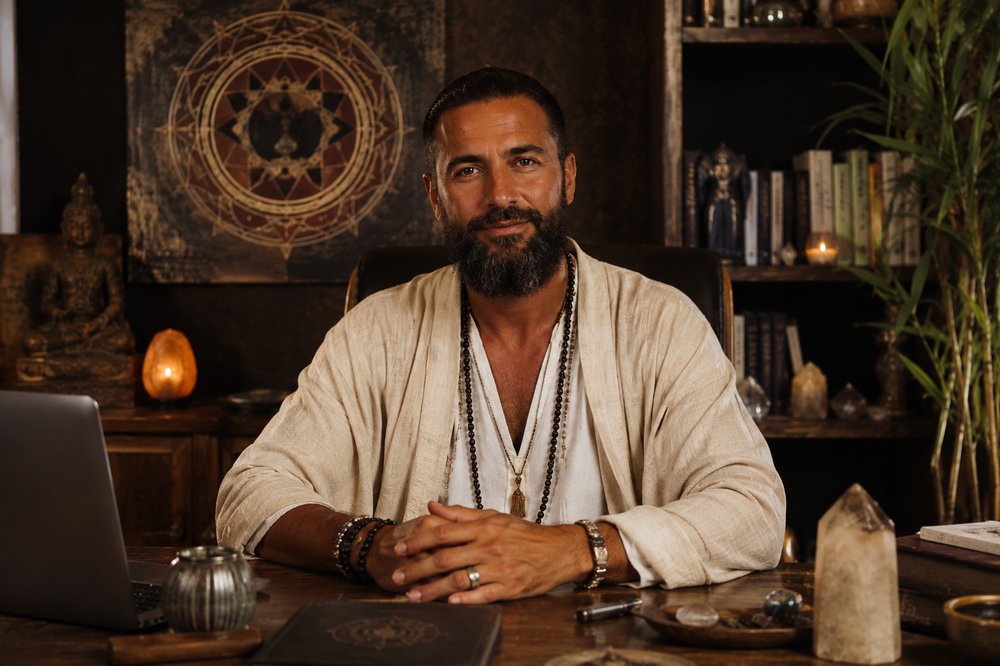 Gabriel Roussel, guide spirituel et voyant médium, dans son cabinet